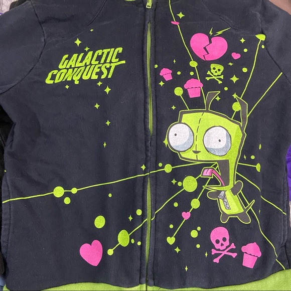 Y2K Mighty Fine Invader Zim Galactic Conquest Zip Up Track Jacket BB - Picture 3 of 6